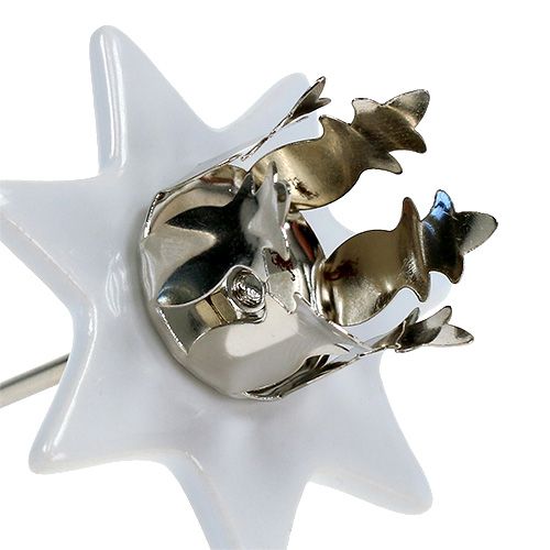 Artikel Ljusstake stjärna vit-silver Ø6cm 4st