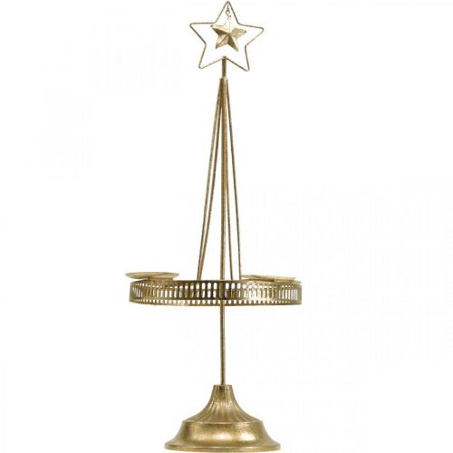 Artikel Ljusstake Pelare Ljus Stjärna Guld Ø23cm H49,5cm
