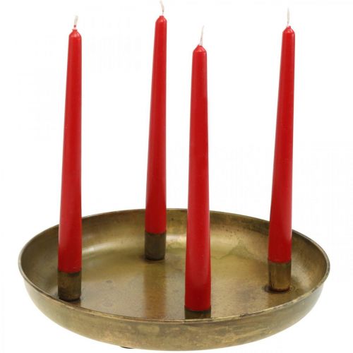 Floristik24 Ljusfat, adventskransskål, juldekoration gyllene antik look Ø30cm