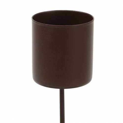 Floristik24 Ljusstake för pinnljus brun Ø3,7cm H14cm 4st