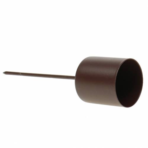 Floristik24 Ljusstake för pinnljus brun Ø3,7cm H14cm 4st