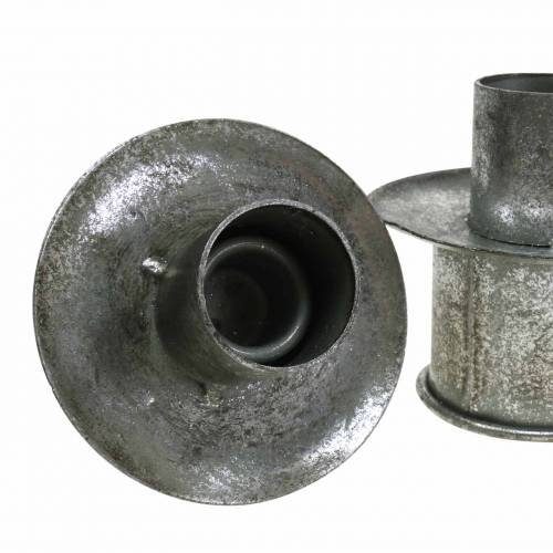 Artikel Stegljusuppsättning silver antik Ø9,5–10,5cm H7–14cm 4st