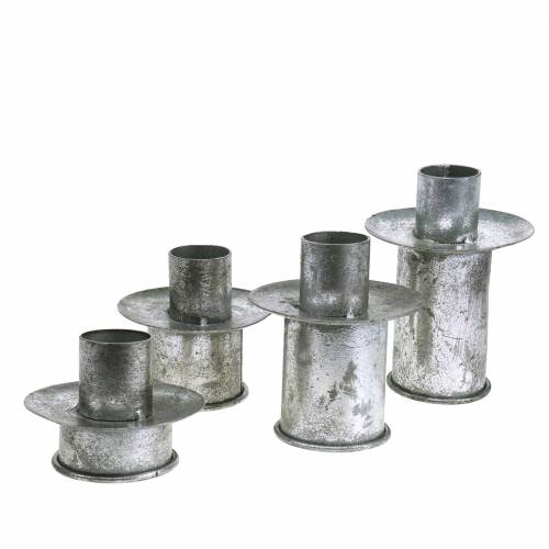 Stegljusuppsättning silver antik Ø9,5–10,5cm H7–14cm 4st