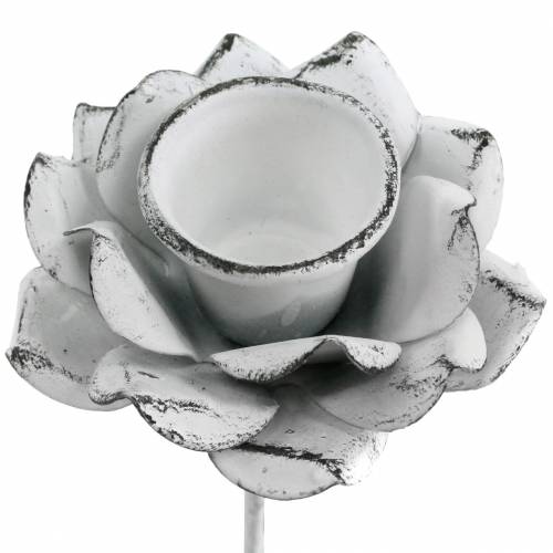 Floristik24 Ljusstake blomma för uppklistring vit metall Ø6×10cm 4 st