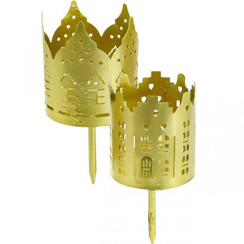 Artikel Ljusstake city guld värmeljushållare metall Ø6,5cm 4st