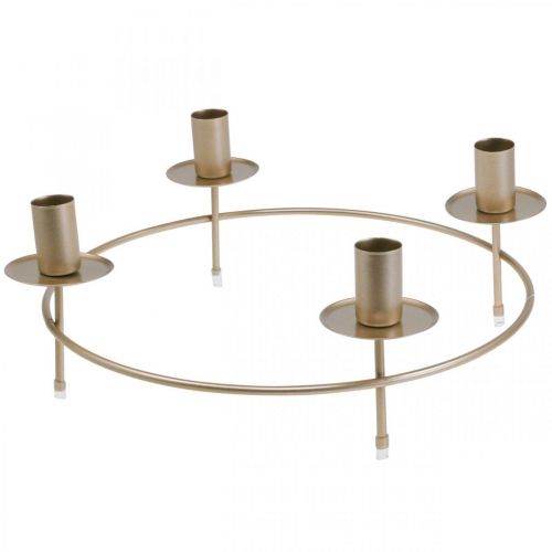 Floristik24 Ljusring pinne ljus ljusstake guld Ø33,5cm H11cm 2st