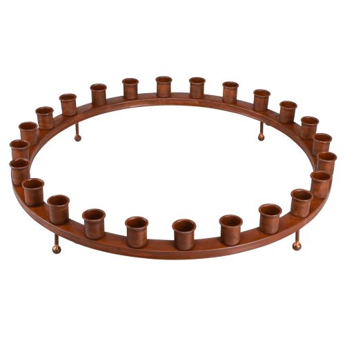 Floristik24 Ljusring för 24 pinnljus ljusstake brun metall 43cm