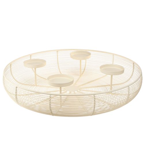 Ljusskål ljushållare 4 blockljus krämfärgade Ø45cm