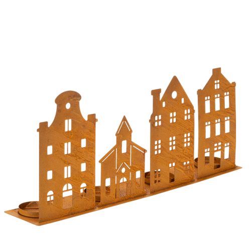 Ljusstake Julbelysning Dekoration Hus Rost 52×12cm köpa | Floristik24.se