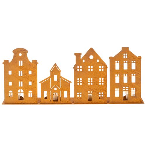 Ljusstake Julbelysning Dekoration Hus Rost 52×12cm | Floristik24.se