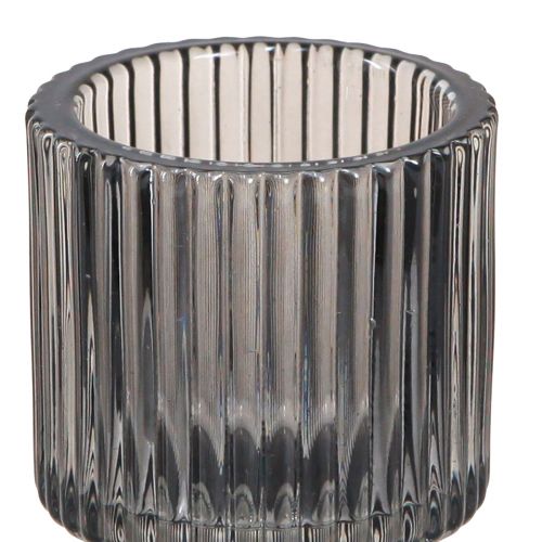 Artikel Ljusstake av glas i grå värmeljushållare H8cm 4 st