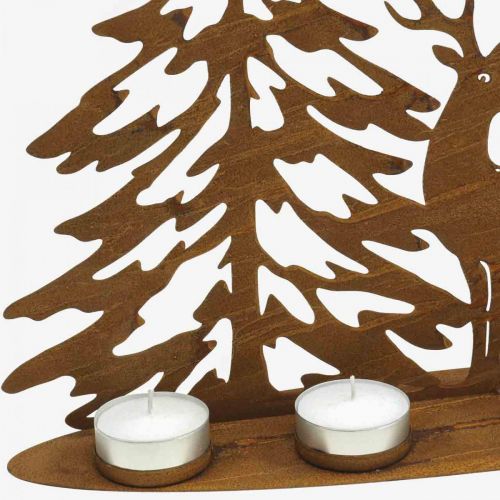 Floristik24 Ljusstake fönsterdekor rådjur i skogen rostdekor 50×40cm