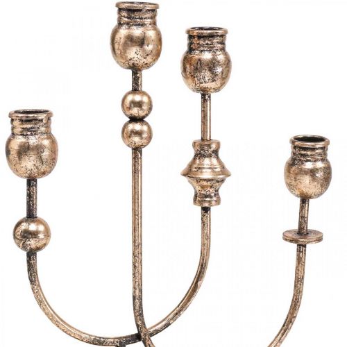 Floristik24 Ljusstake Gyllene Ljusstake Vintage 4-flamma H39cm