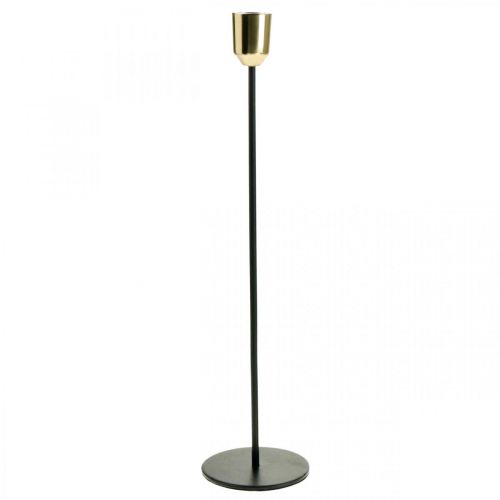 Ljusstake, ljusstake av metall, guld / svart H33,5cm Ø2,2cm