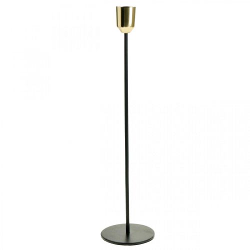 Floristik24 Ljusstake, ljusstake av metall, guld / svart H33,5cm Ø2,2cm