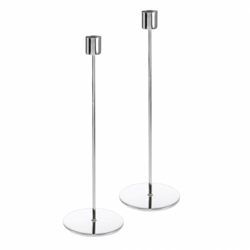 Artikel Ljusstake av metall för koniska ljus silver Ø2,2cm H28cm 2st