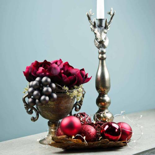 Floristik24 Ljusstake hjorthuvud silver antik Ø13cm H40cm