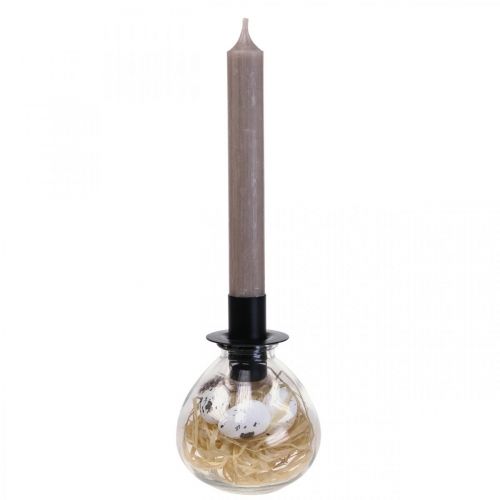 Floristik24 Ljusstake Svart Ljusstake Glaspåskdekoration H11cm