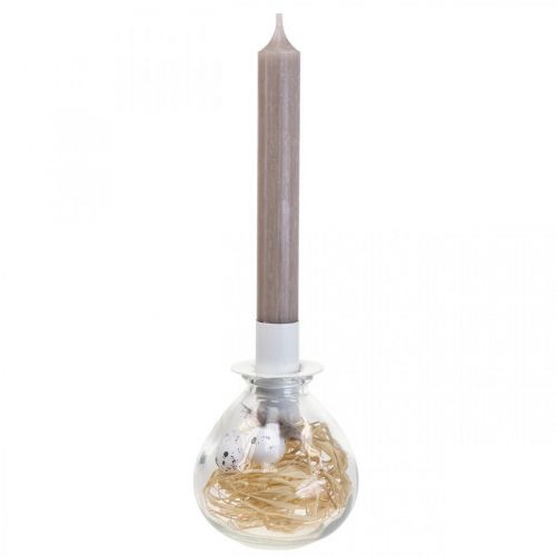 Floristik24 Ljusstake Vit Ljusstake Glas Påskdekoration H11cm