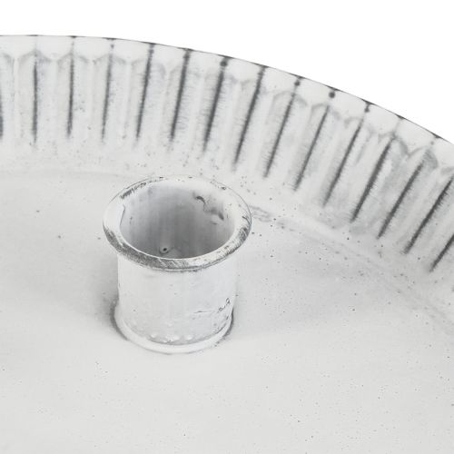 Artikel Ljus tallrik kakform med 4 ljushållare vita Ø25cm