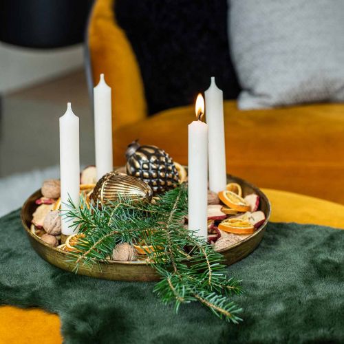 Artikel Ljusfat, adventskransskål, juldekoration gyllene antik look Ø30cm