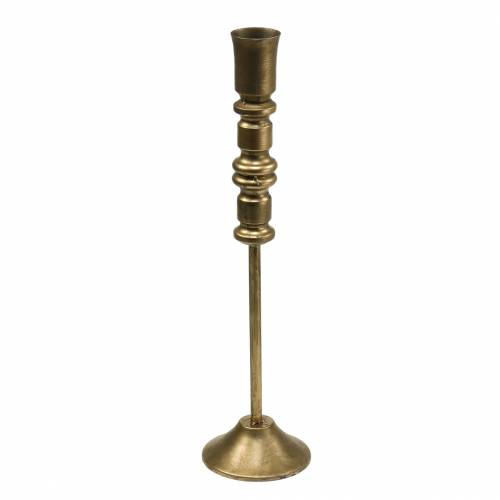 Floristik24 Ljusstake i vintage stil mässingsfärgad metall Ø12,5cm H49cm