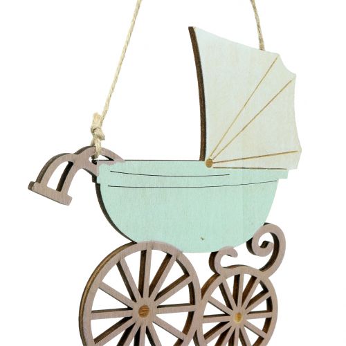 Floristik24 Dekorativ hängande barnvagn rosa / blå 16,5 cm x 15 cm 6 st