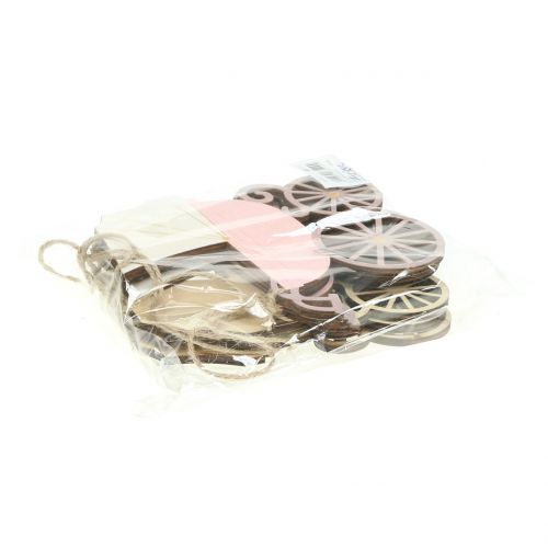 Floristik24 Dekorativ hängande barnvagn rosa / blå 16,5 cm x 15 cm 6 st