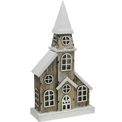 Floristik24 Ljushus träkyrka Julkyrka träkyrka H45cm