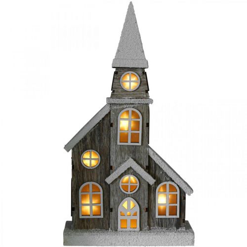 Floristik24 Ljushus träkyrka Julkyrka träkyrka H45cm