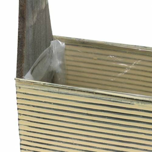 Floristik24 Planter med handtagskräm, gråvit tvättad trämetall 30 × 12,5 cm / 28 × 12 cm uppsättning av 2