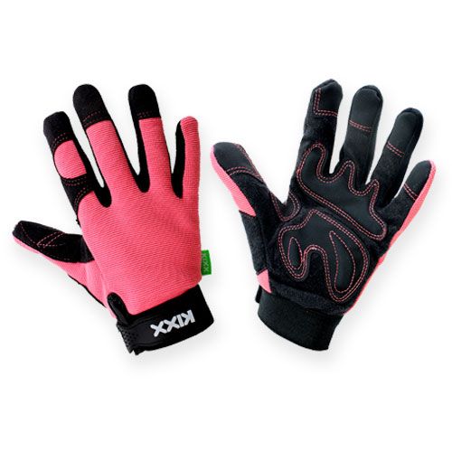 Kixx syntetiska handskar storlek 7 rosa, svarta