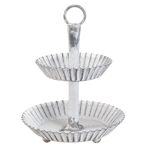 Floristik24 Tårtställ Shabby Chic metall vit 2 våningar Ø16,5cm