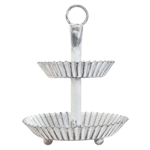 Floristik24 Tårtställ Shabby Chic metall vit 2 våningar Ø16,5cm