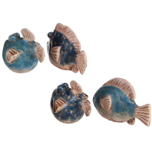 Artikel Liten fisk rolig keramik dekoration blå assorterad 6-9cm 4 st