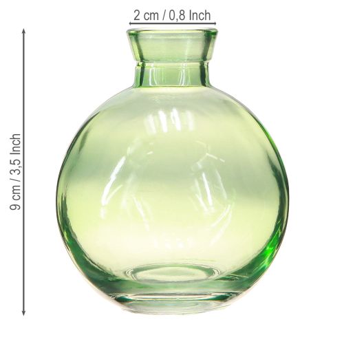 Artikel Små glasvaser, lökformade minivaser, grön, Ø7,5cm, H9cm, 6 st.