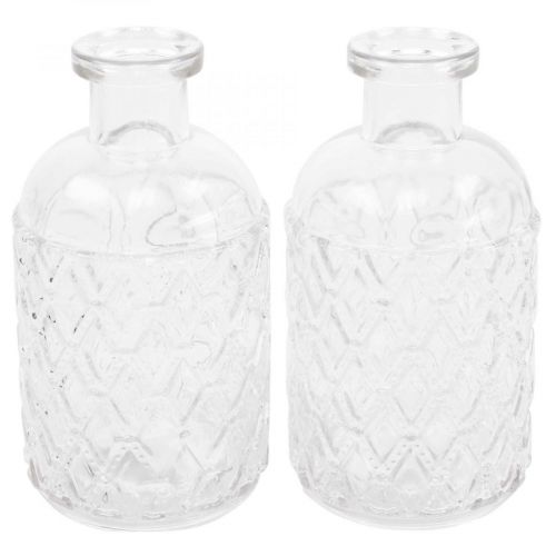 Floristik24 Liten glasvas vas diamantmönster glas transparent H12,5cm 6st