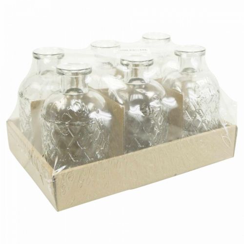 Floristik24 Liten glasvas vas diamantmönster glas transparent H12,5cm 6st