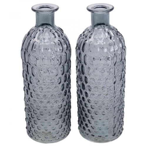 Floristik24 Liten glasvas vas honeycomb glas blå grå H20cm 6st