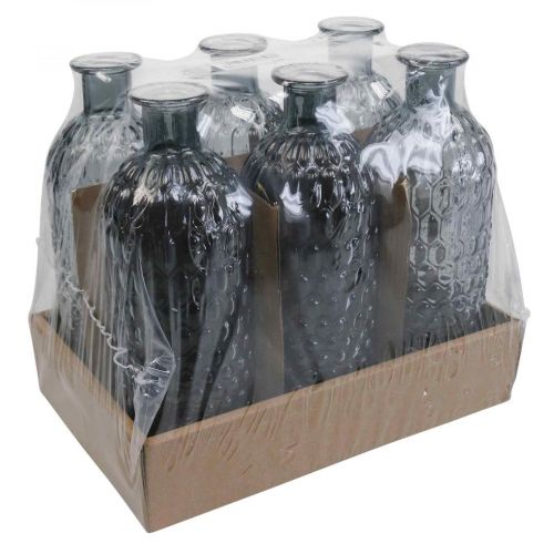 Floristik24 Liten glasvas vas honeycomb glas blå grå H20cm 6st
