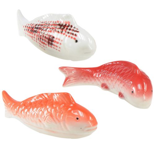 Artikel Koi dekorativ fisk keramik röd vit flytande 15cm 3st