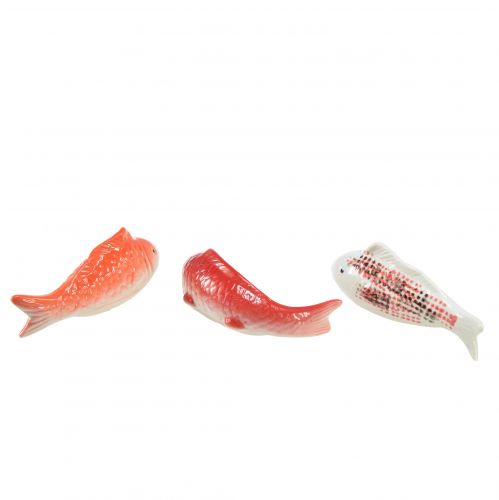 Artikel Koi dekorativ fisk keramik röd vit flytande 15cm 3st