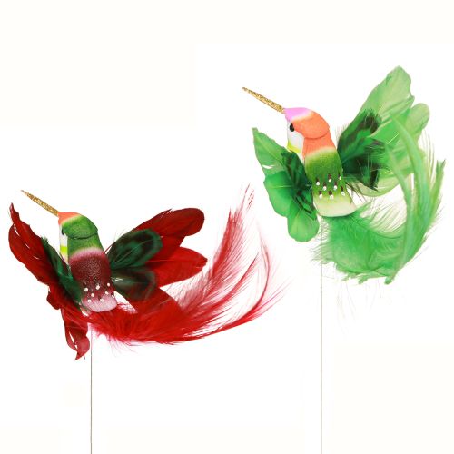 Artikel Hummingbird dekoration på pinne turkos vinröd 13-15cmx9-10cm 6 st