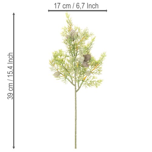 Konstgjord barrgren med kottar som konstgjord bordsdekoration, 39 cm, 4 stycken | Floristik24.se