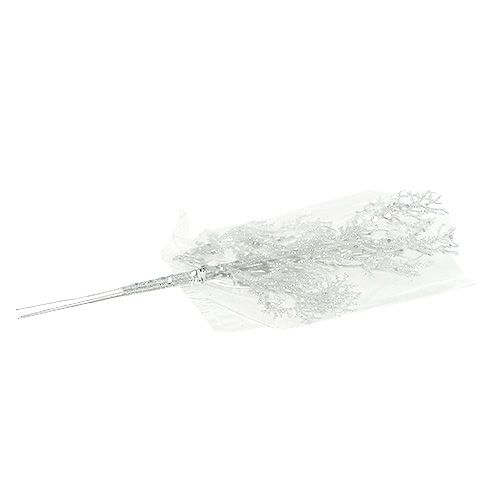 Floristik24 Korallgren med glimmervit L32cm 3st