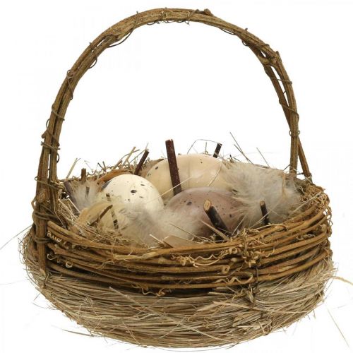Påskkorg med ägg Konstgjorda påskägg bordsdekoration Ø16cm