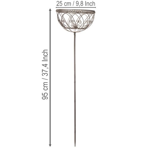 Artikel Metallkorg i trädgården, dekorativt föremål i vintagestil för elegant utomhusbruk, 95 cm