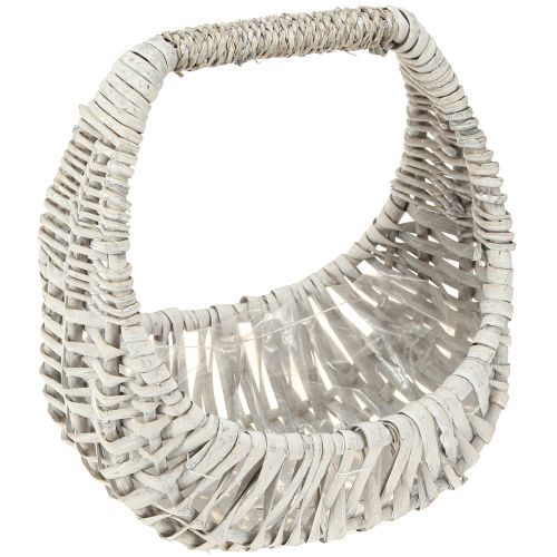 Artikel Korg med handtag, flätad korg, tvättad grå, H43/34/27cm, set om 3