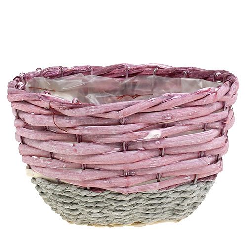 Floristik24 Korg rund set om 3 Ø14cm - 24cm rosa, natur