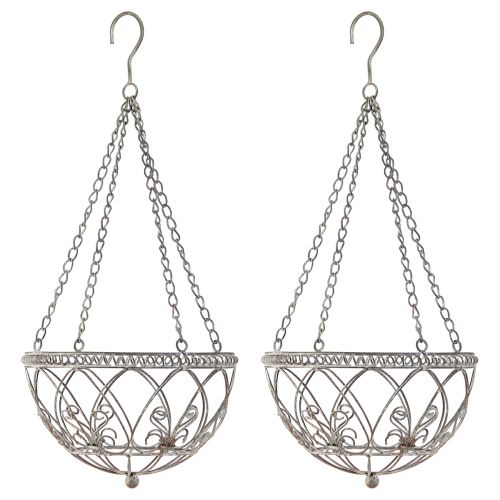 Floristik24 Hängande korg blomkorg i metall i antik look Ø25cm H56cm